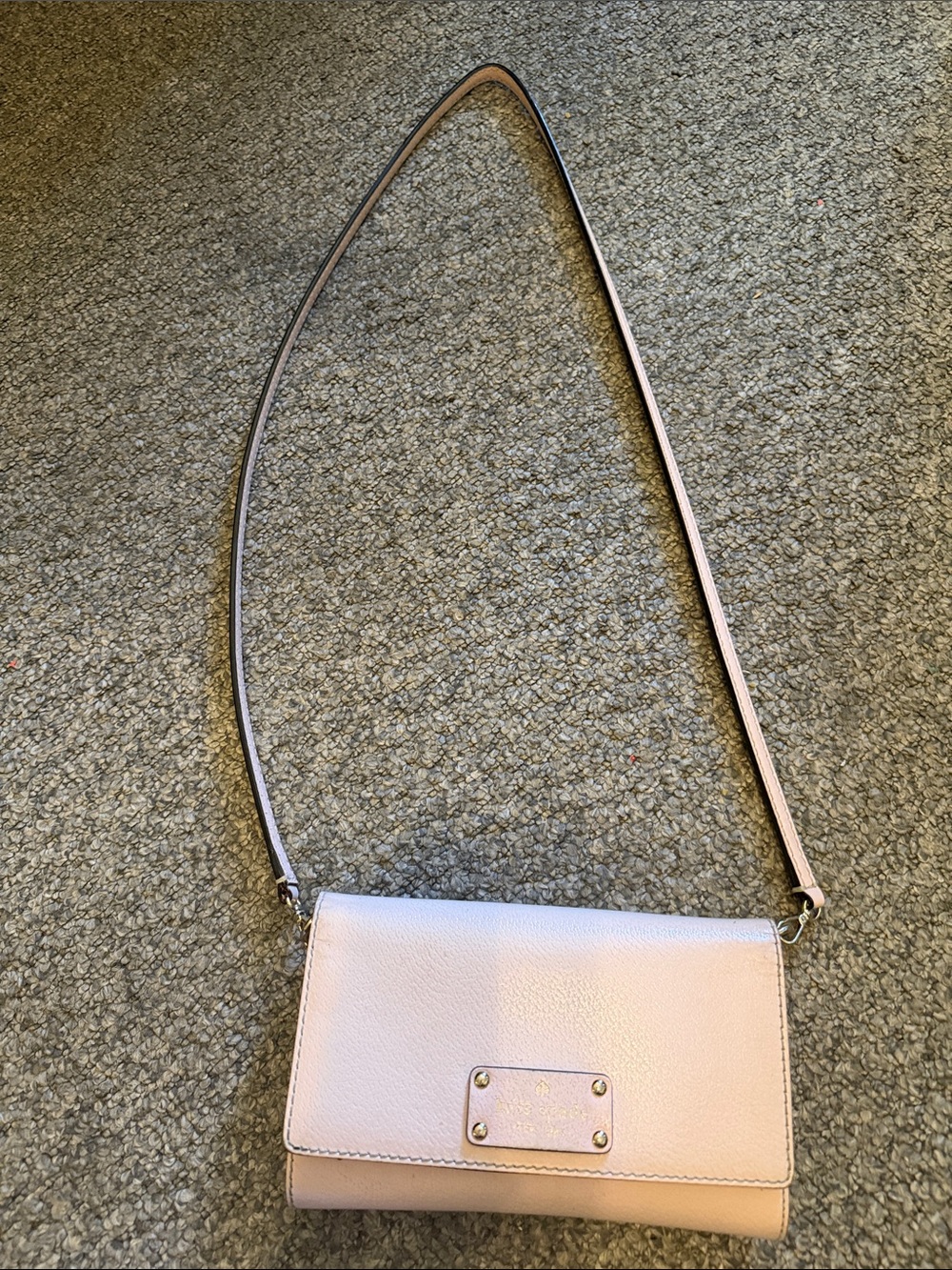 Kate Spade Pink Leather Wallet on Chain Crossbody Purse with silver hardware